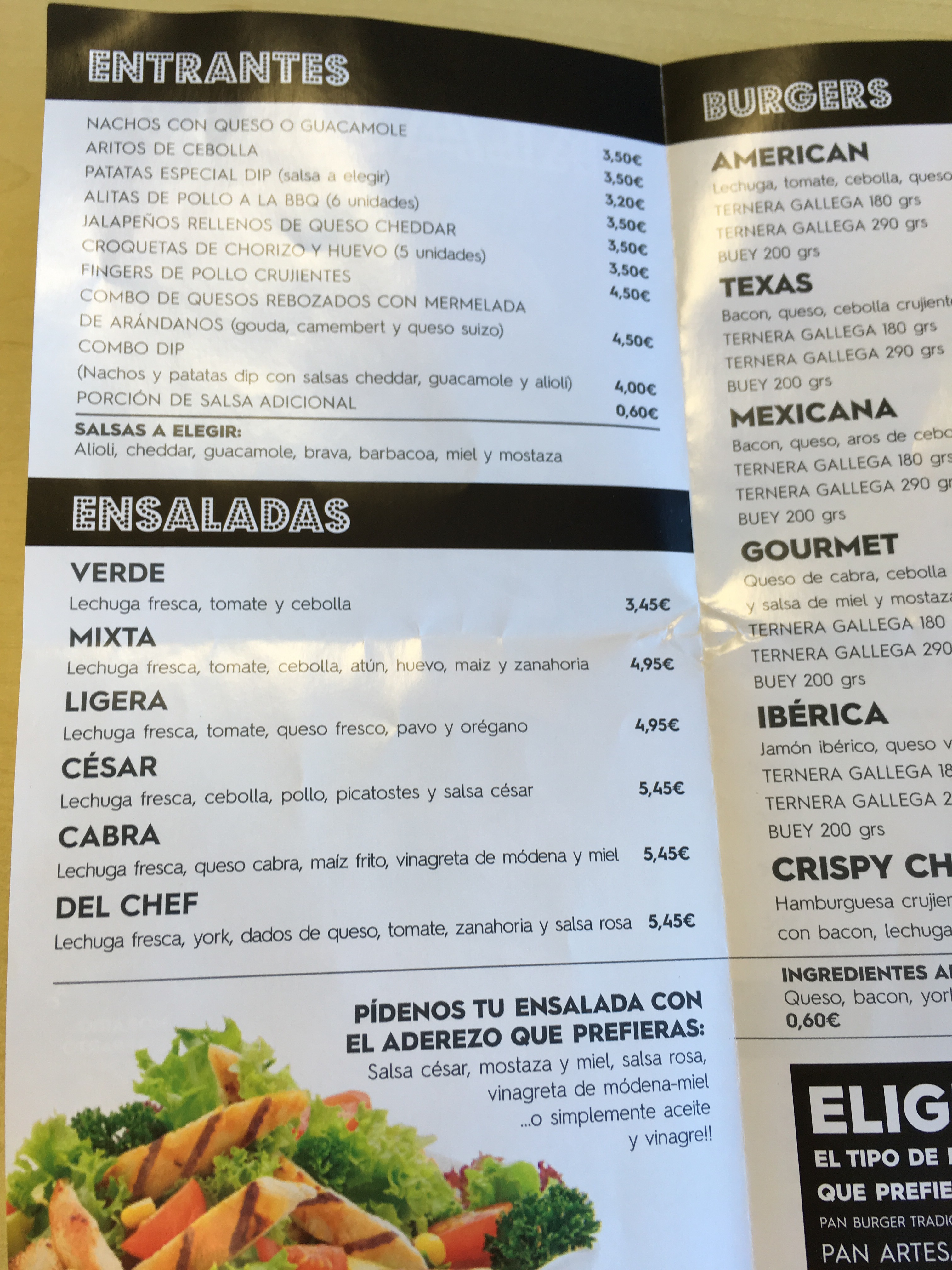 Folleto / Carta / Menú: Carta - Entrantes - Ensaladas de Klasiko Cartuja