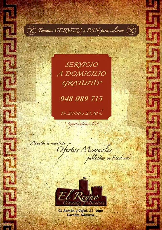 Folleto / Carta / Menú: Reparto a domicilio de El Reyno Corella