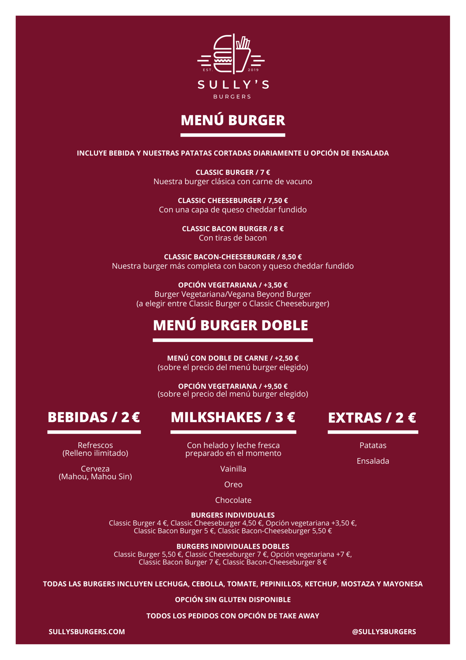 Folleto / Carta / Menú: Carta de Sully's burger