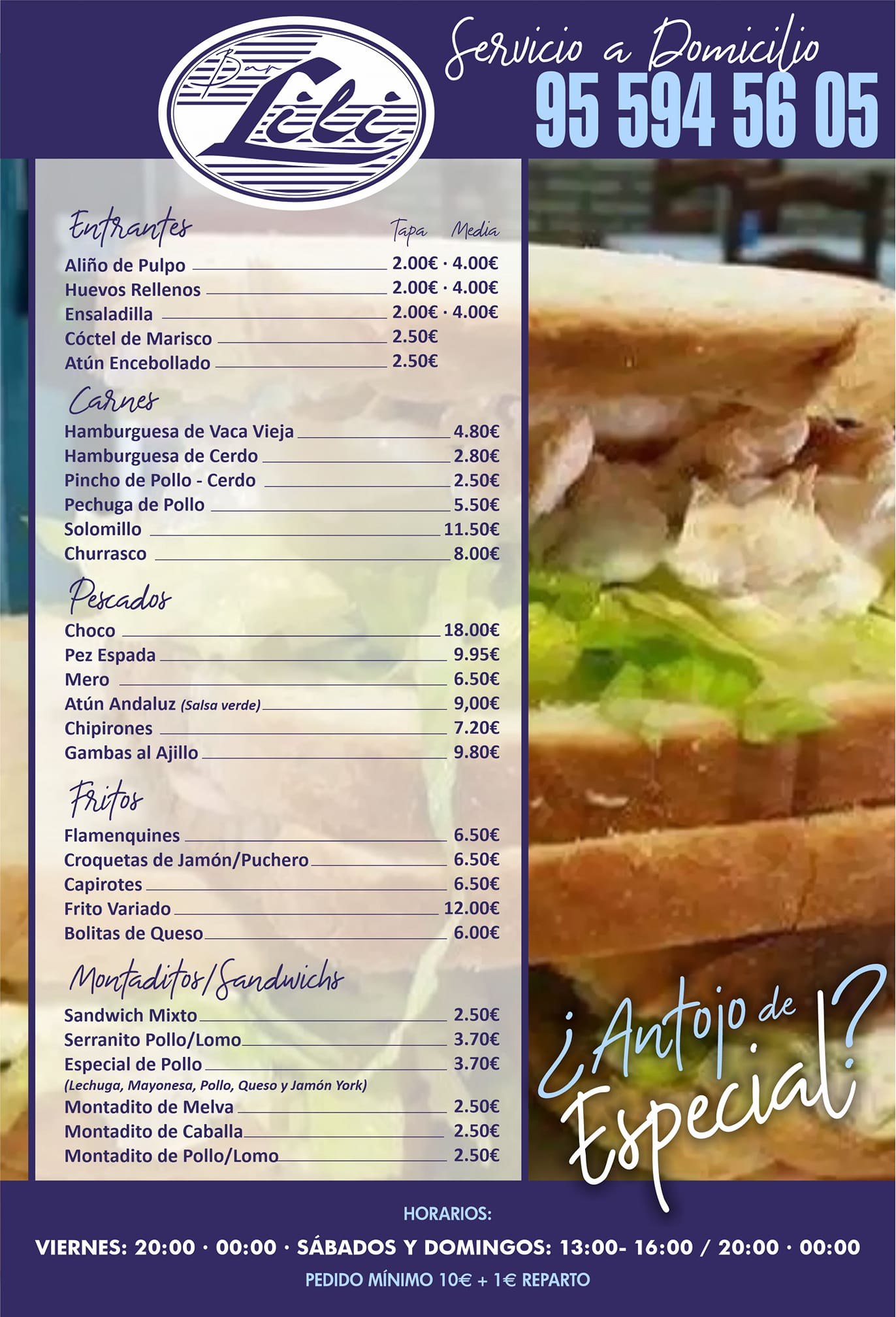 Folleto / Carta / Menú: Folleto de Bar Lili