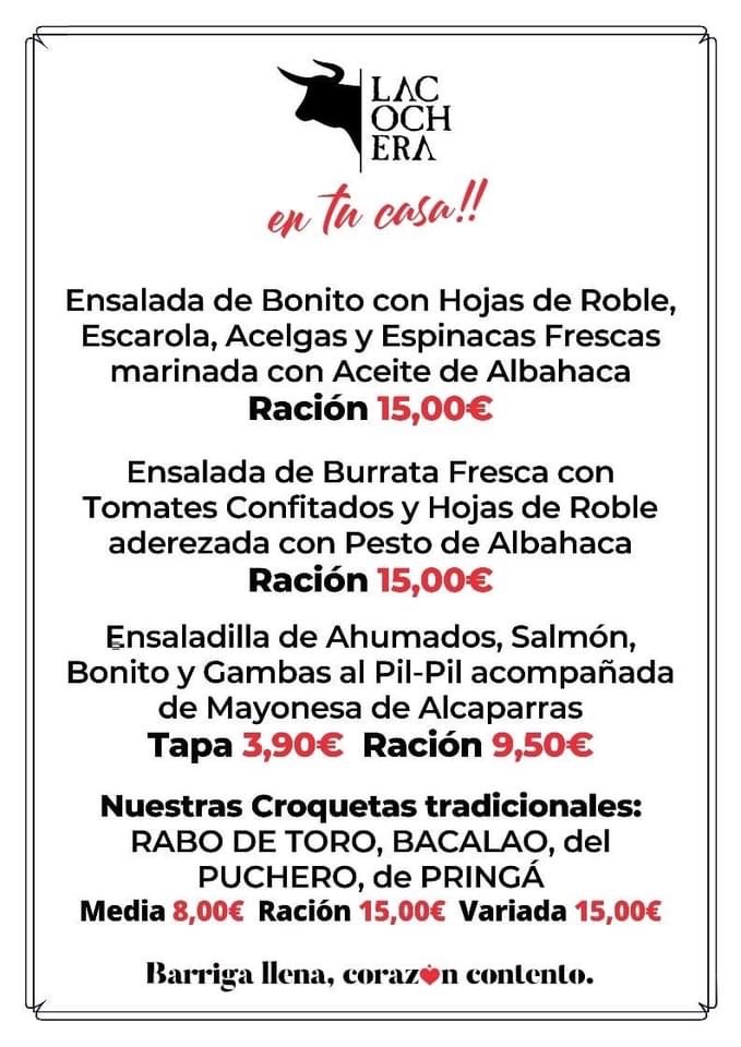 Folleto / Carta / Menú: Carta 2 de Bar la Cochera