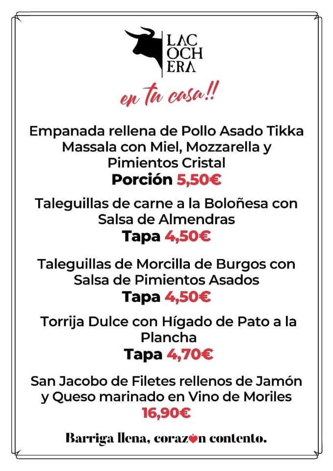 Folleto / Carta / Menú: Carta 3 de Bar la Cochera