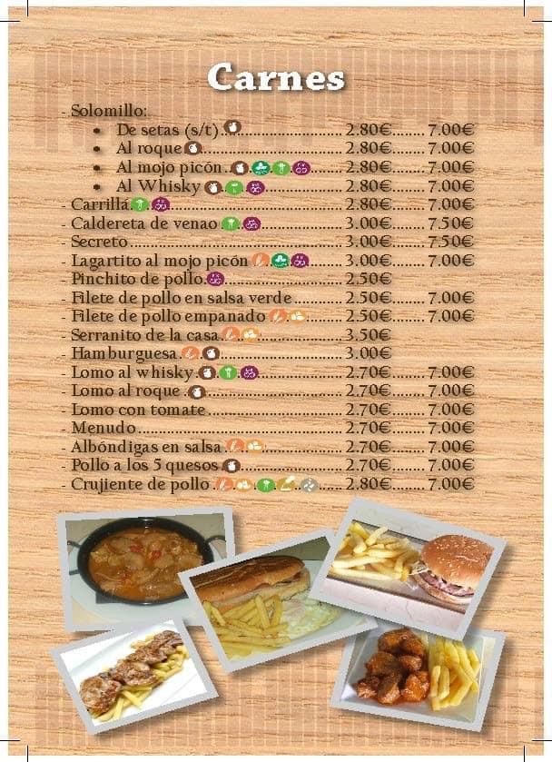 Folleto / Carta / Menú: Carnes de Bar la tapita