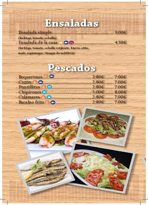 Folleto / Carta / Menú: Ensaladas y pescados de Bar la tapita