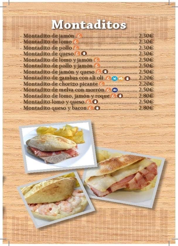 Folleto / Carta / Menú: Montaditos de Bar la tapita