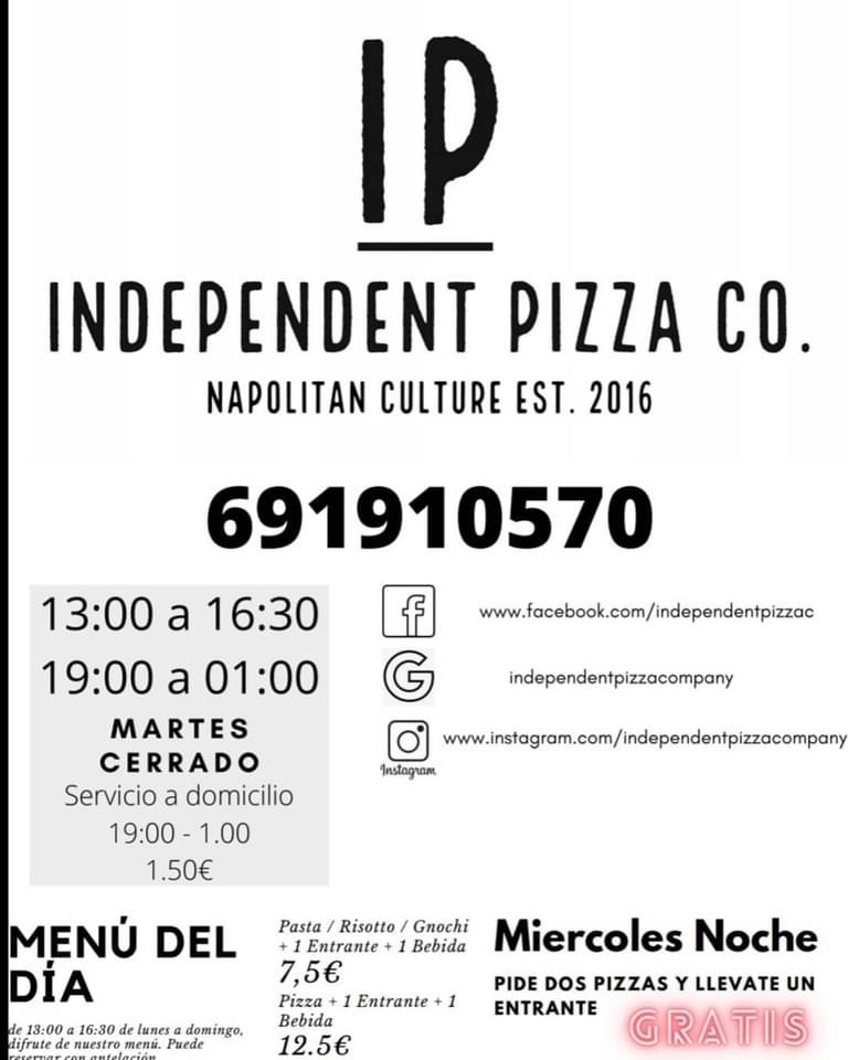 Folleto / Carta / Menú: Portada de Independent Pizza Company