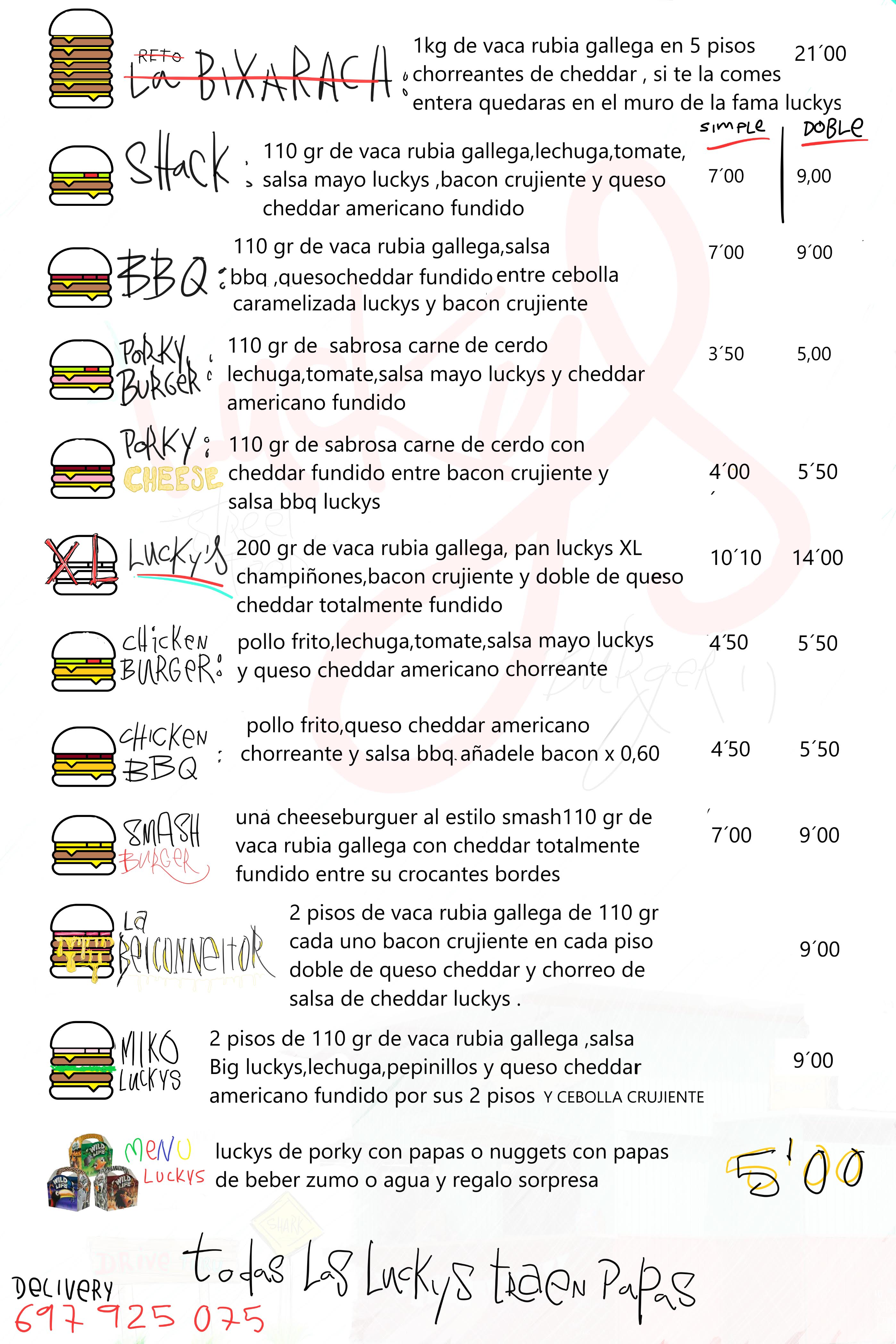 Folleto / Carta / Menú: Carta - Folleto de Lucky's Burger