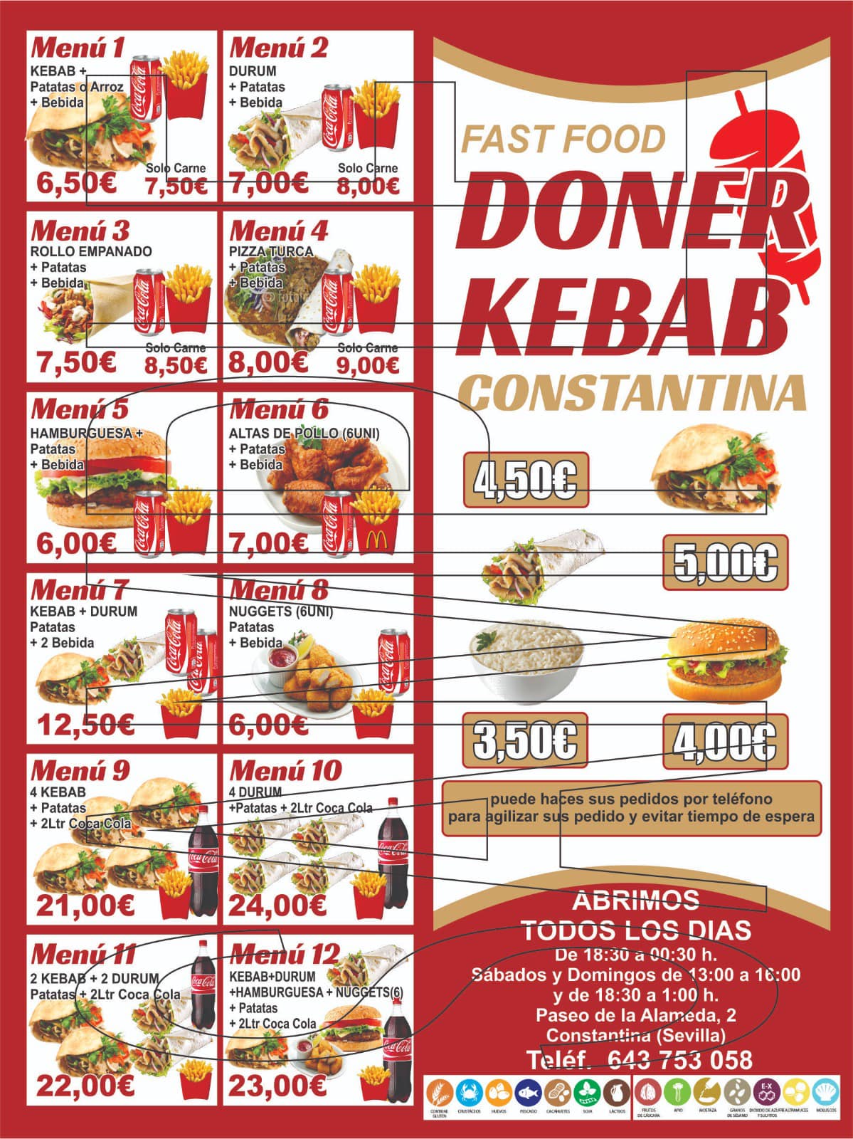 Folleto / Carta / Menú: carta 1 de Doner kebab Constantina