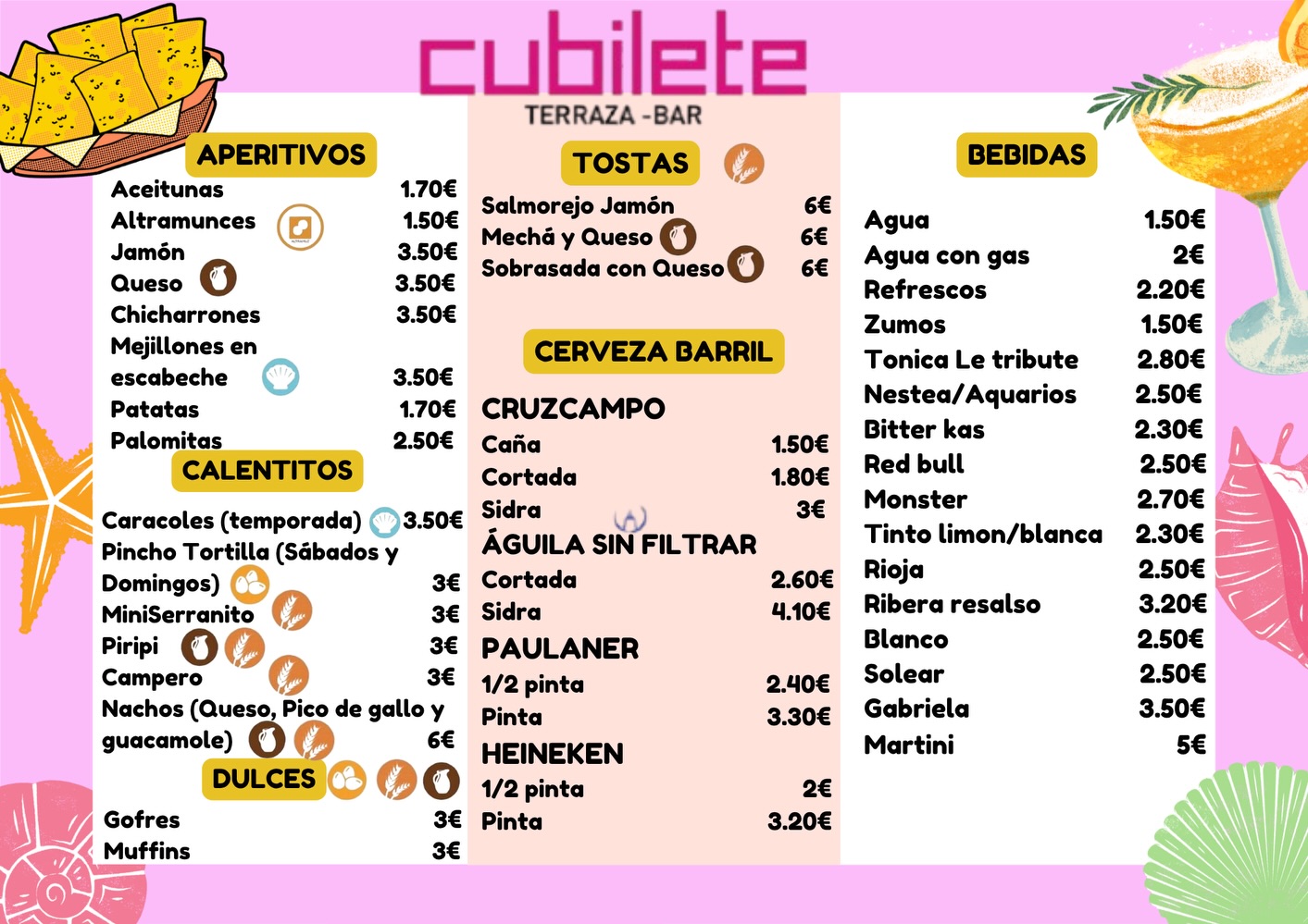 Folleto / Carta / Menú: Carta de Cubilete