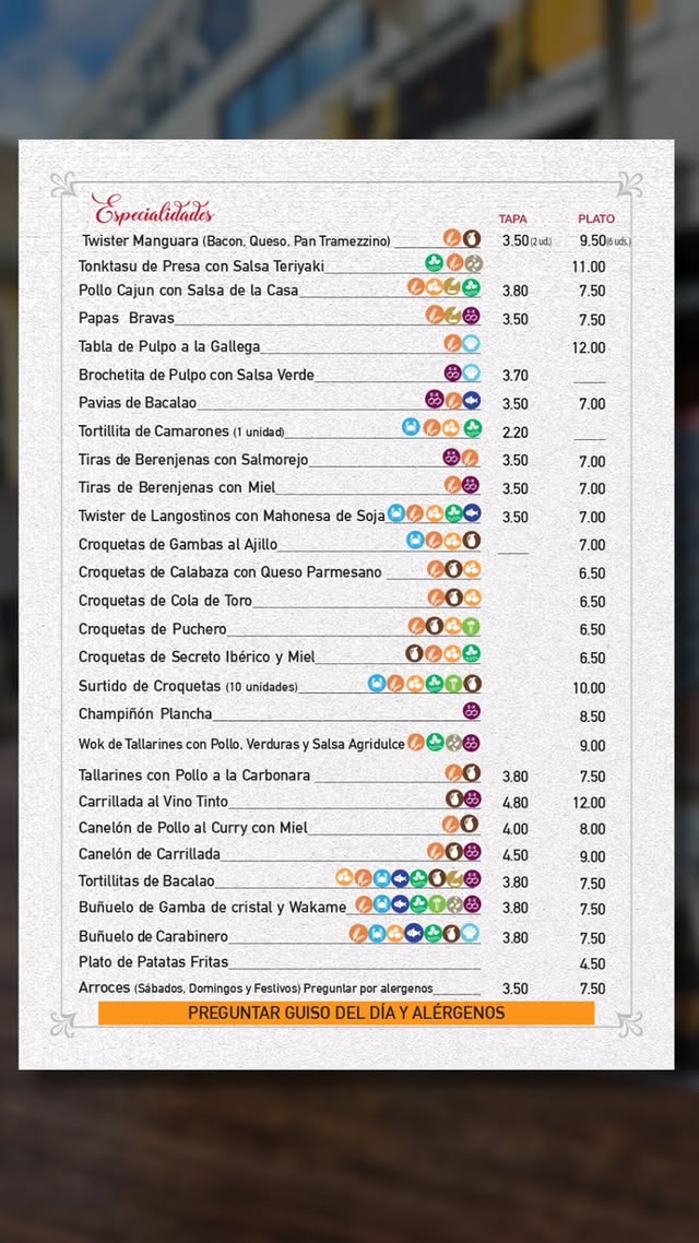 Folleto / Carta / Menú: carta 7 de Cerveceria Manguara