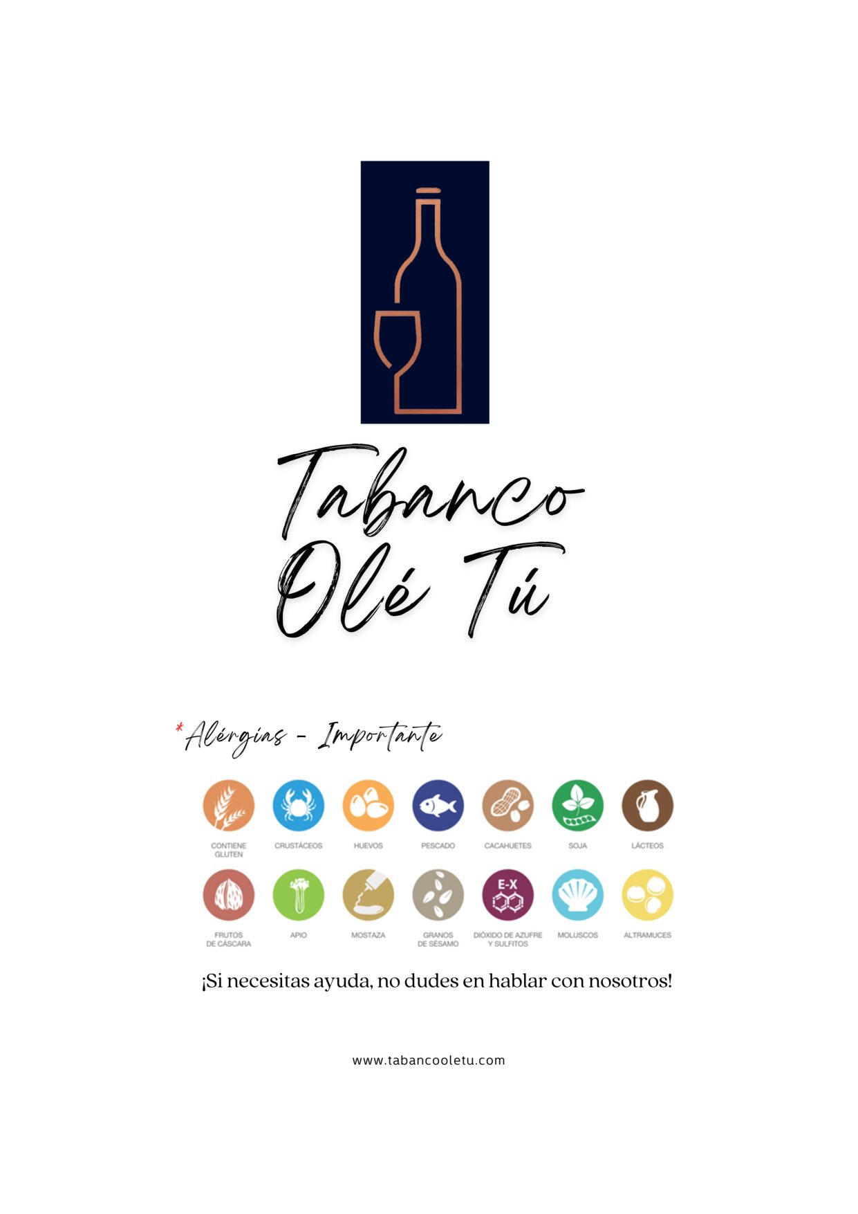 Folleto / Carta / Menú: carta 1 de Tabanco Olé Tú