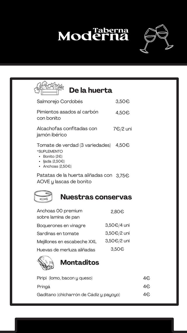 Folleto / Carta / Menú: carta 3 de Taberna Moderna
