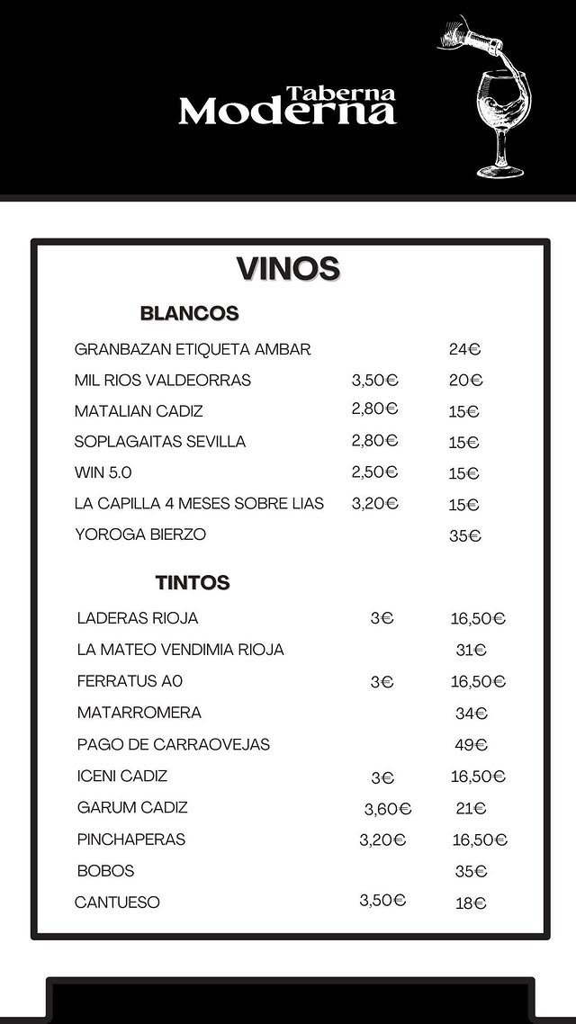 Folleto / Carta / Menú: carta 2 de Taberna Moderna