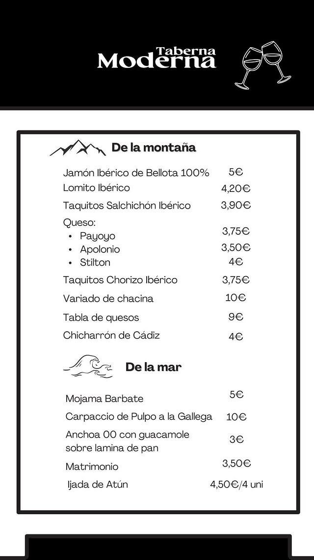 Folleto / Carta / Menú: carta 4 de Taberna Moderna