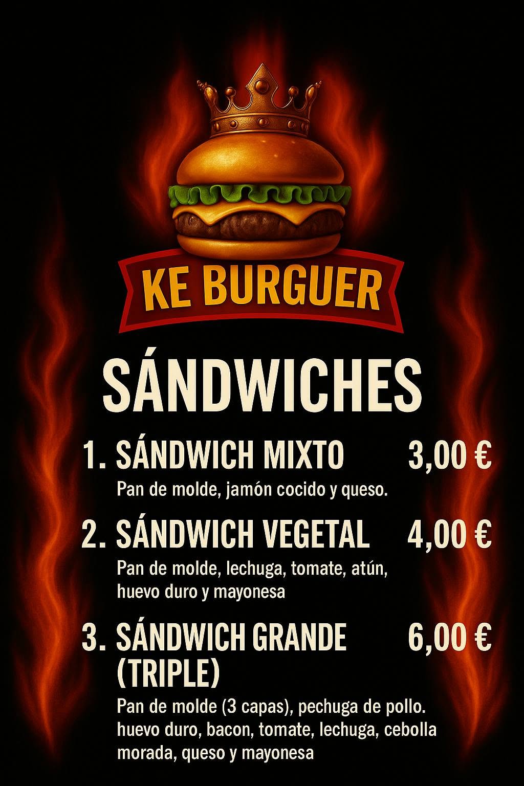 Folleto / Carta / Menú: carta 5 de KE Burger