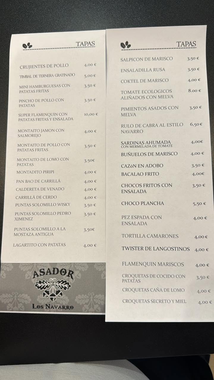 Folleto / Carta / Menú: carta 2 de Asador Los Navarro