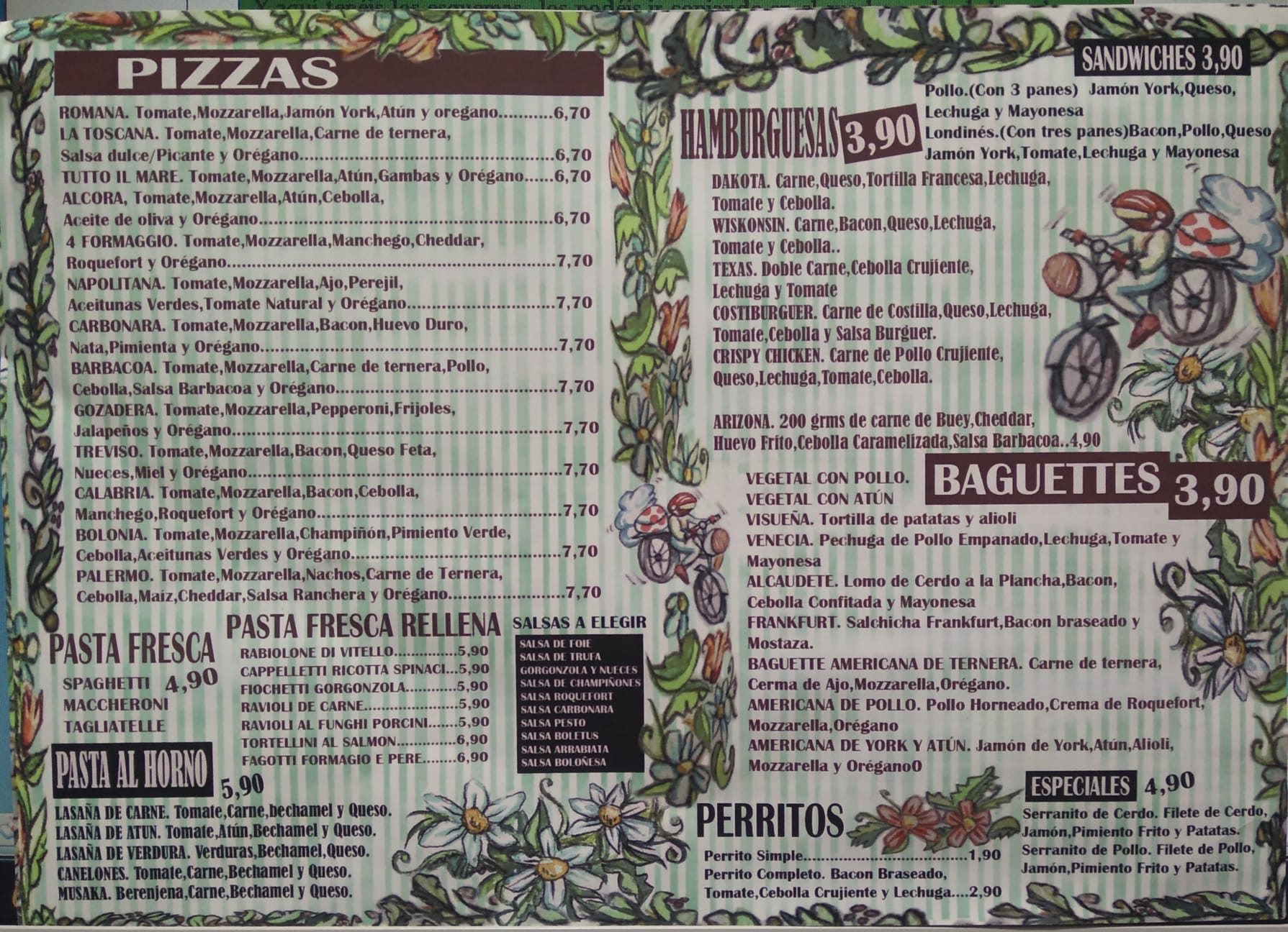 Folleto / Carta / Menú: Carta domicilio 2 de Pizzeria 3,9
