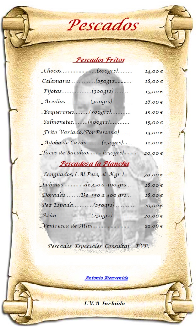 Folleto / Carta / Menú: carta 8 de Restaurante Venta Pazo