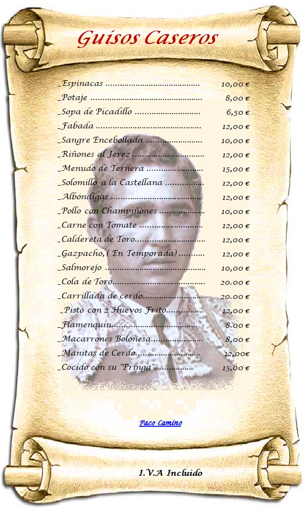 Folleto / Carta / Menú: carta 4 de Restaurante Venta Pazo