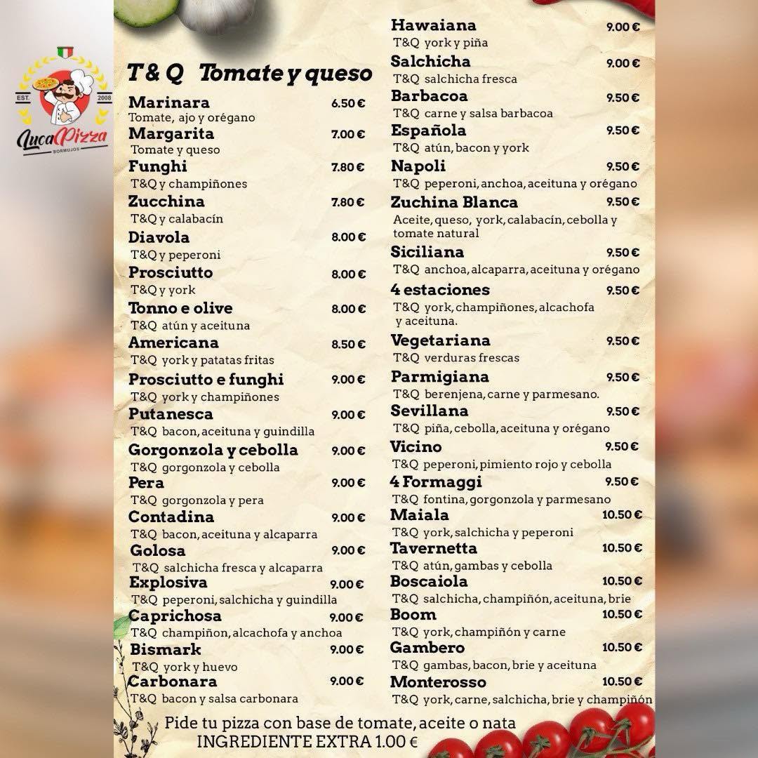 Folleto / Carta / Menú: carta 1 de Luca Pizza