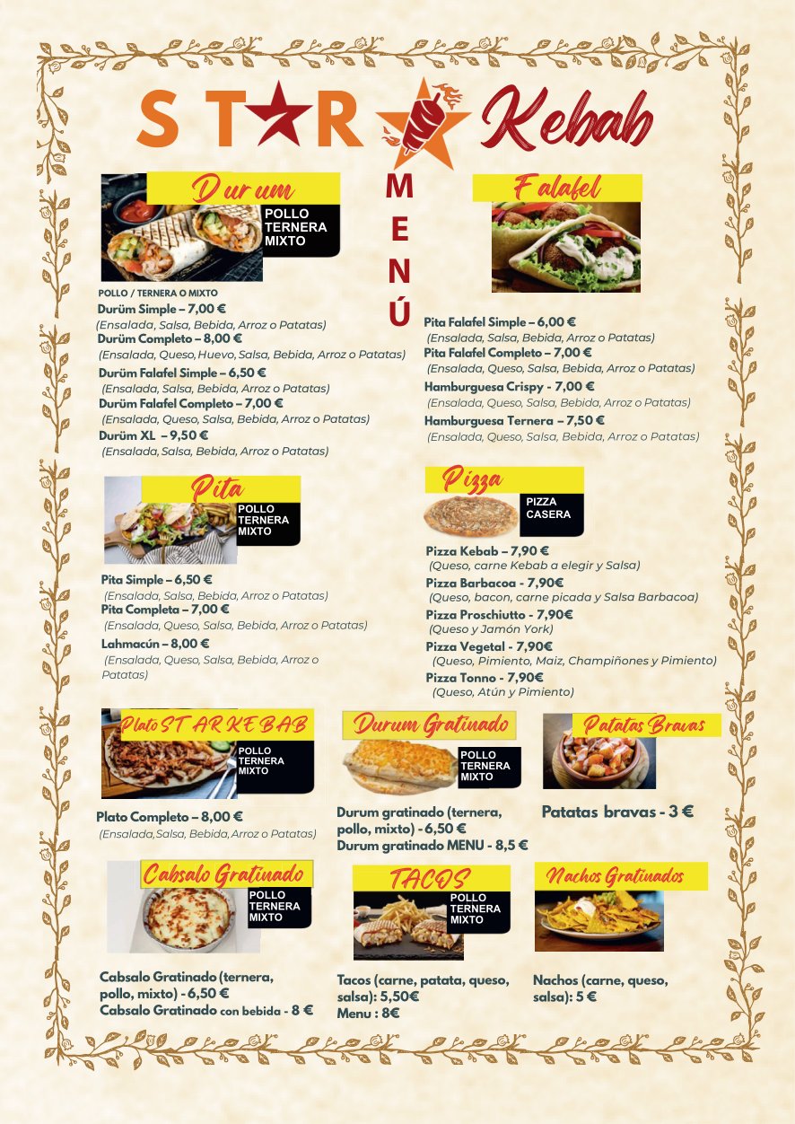 Folleto / Carta / Menú: carta 1 de STARKEBAB