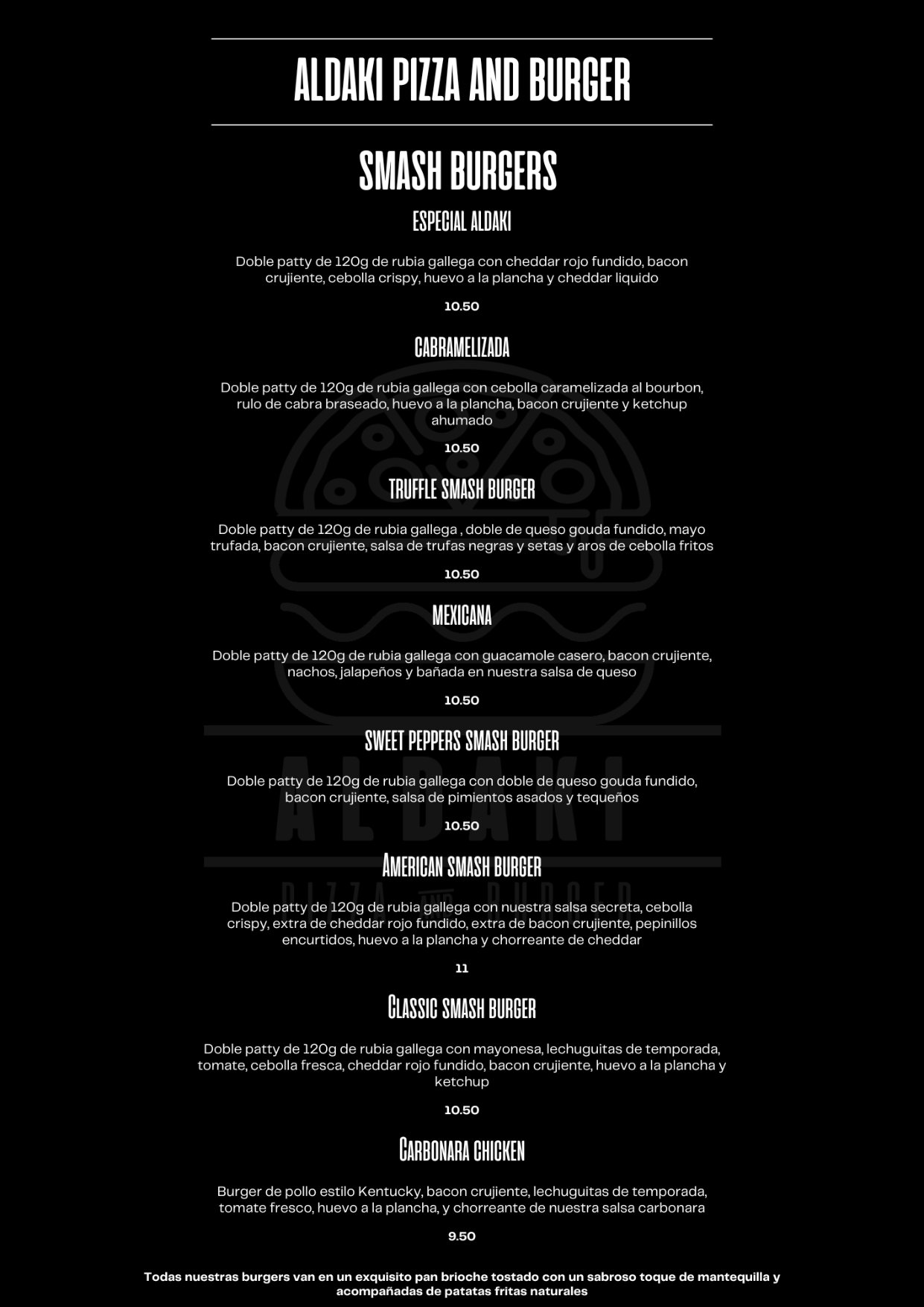 Folleto / Carta / Menú: carta 4 de Aldaki pizza & burger