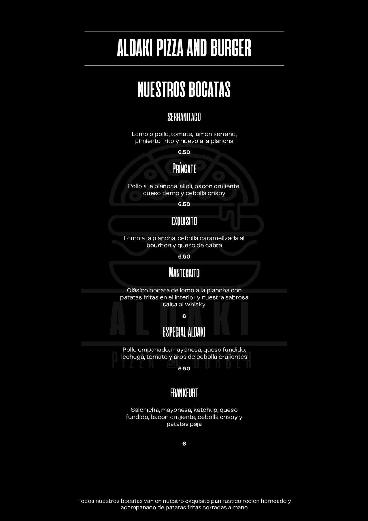 Folleto / Carta / Menú: carta 5 de Aldaki pizza & burger