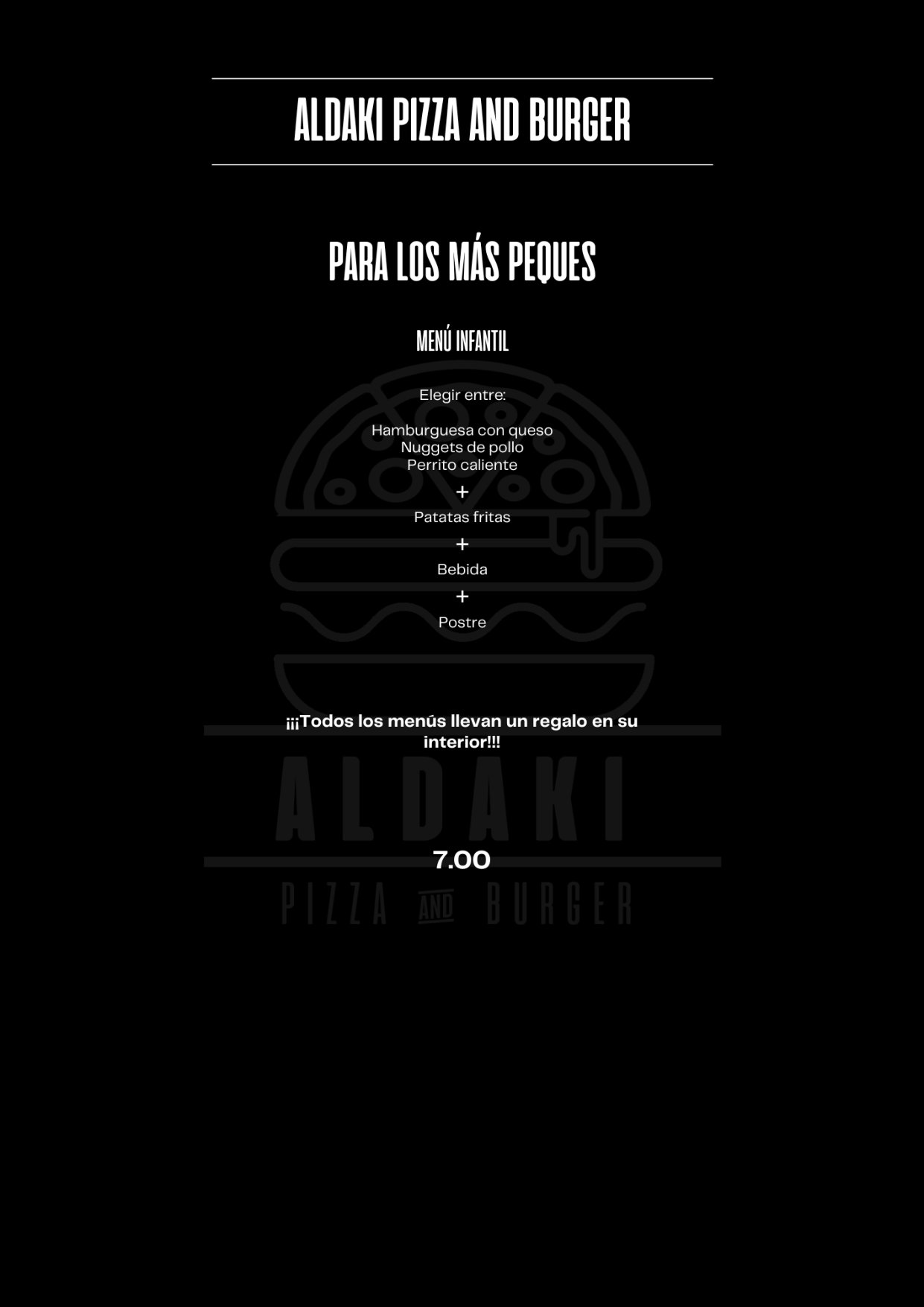 Folleto / Carta / Menú: carta 7 de Aldaki pizza & burger