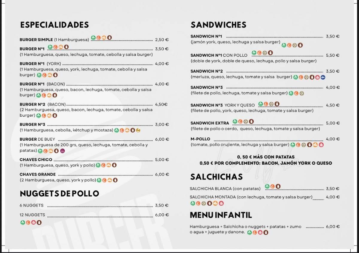 Folleto / Carta / Menú: carta 2 de BURGER La Algaba