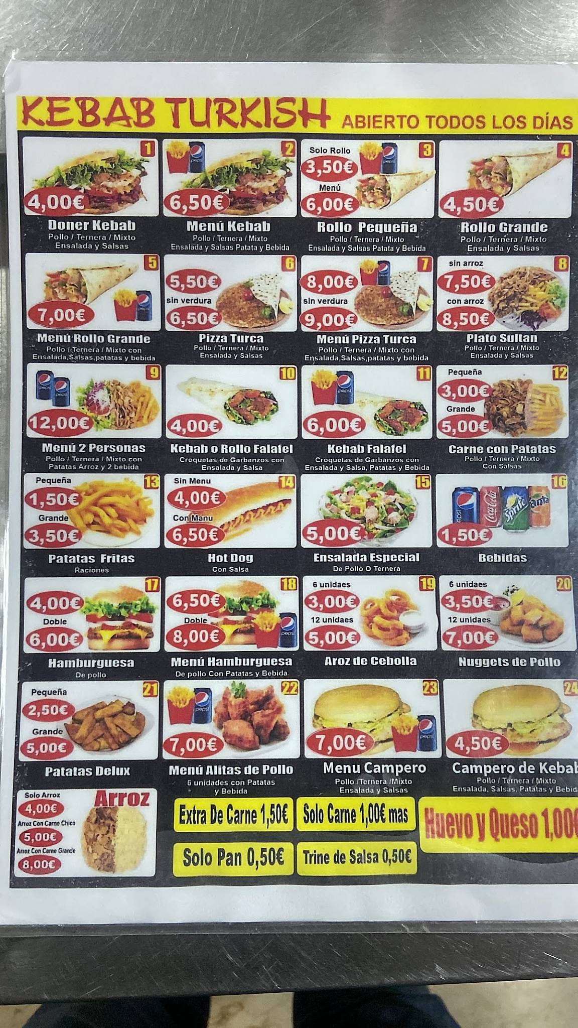 Folleto / Carta / Menú: carta 1 de Restaurante Kebab Turkish