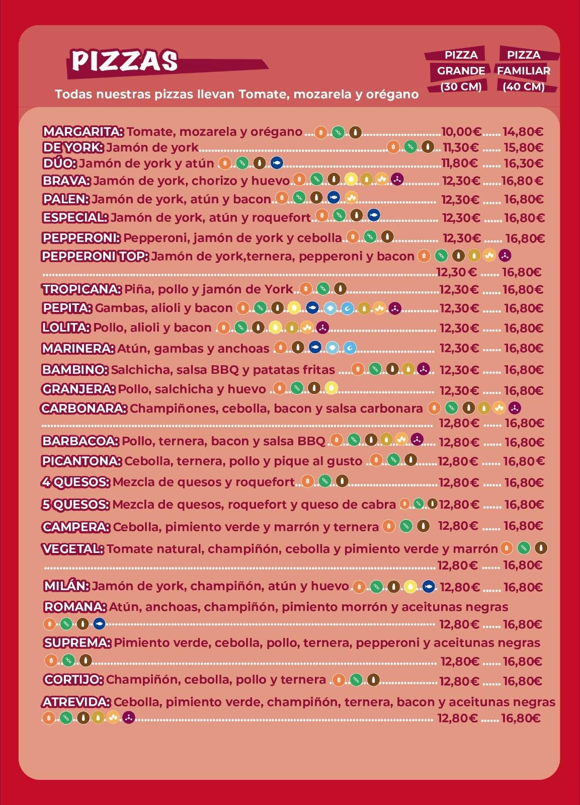 Folleto / Carta / Menú: carta 1 de Pizzeria Vera