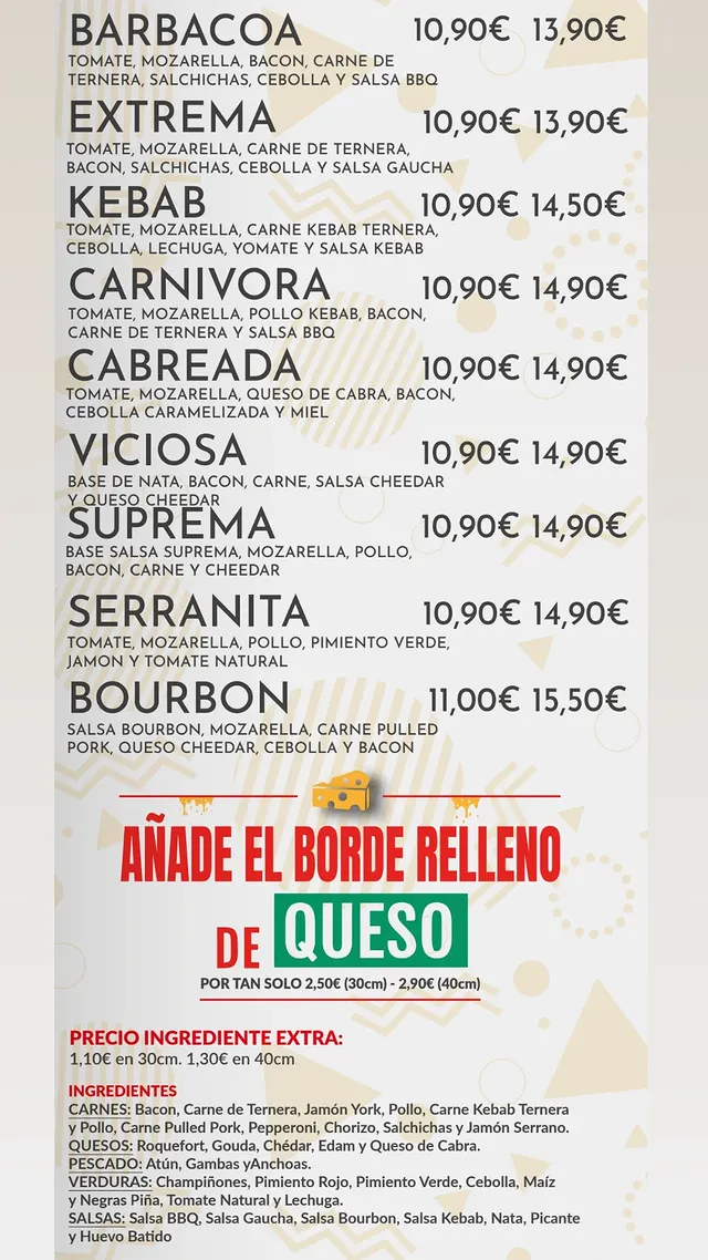 Folleto / Carta / Menú: Pizzas 2 de OK Pizza Alcores