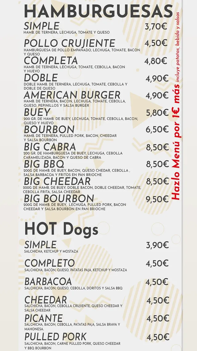 Folleto / Carta / Menú: Hamburguesas de OK Pizza Alcores