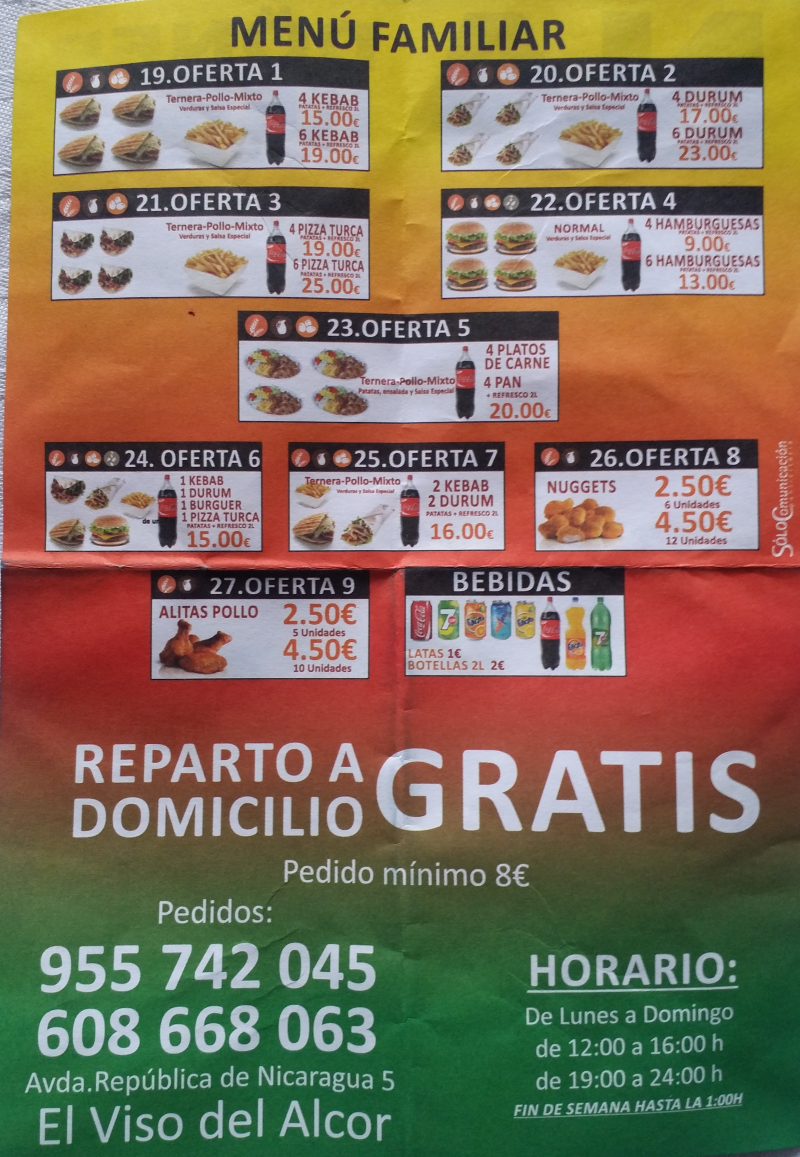Folleto / Carta / Menú: Hoja 2 de NA DÖNER KEBAB (HALAL)